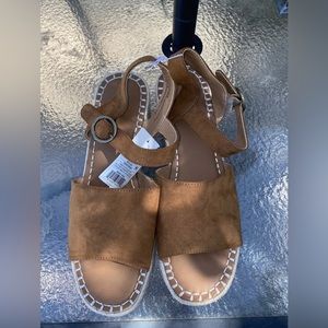 Women's Cognac Suede Light Brown Espadrille Wedge Universal Thread NWT No Box